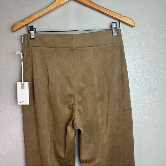Good American Boss Split Hem Faux Suede Warm Caramel Pants Sz 3 - Picture 7 of 13